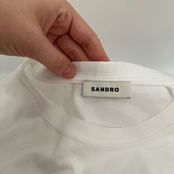 SANDRO Smiley-face Print T-shirt In White Size Medium - Picture 5 of 9